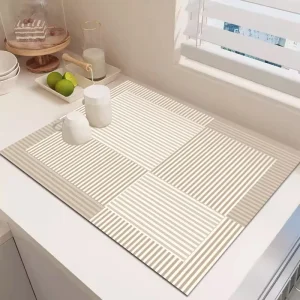 Modern PVC Dish Drying Mat Absorbent Washable Non-Slip Kitchen Mat with Quick Drying Feature
