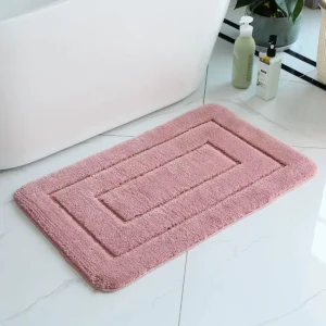 Modern Plaid Pattern Rectangle Microfiber Bath Mat Non Slip Soft Comfortable Hotel Door Rug Excellent Absorbent Quick Dry Medium
