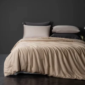 Modern Plant Jacquard Woven Satin Silk Cotton 300tc Thread Count Eco Friendly All Season Comforter Set Family Hotel Use