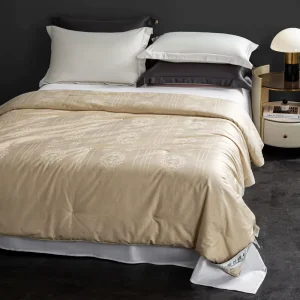 Modern Plant Jacquard Woven Satin Silk Cotton Quality 300tc Thread Count Eco Friendly All-Season Comforter Set for Home Hotel
