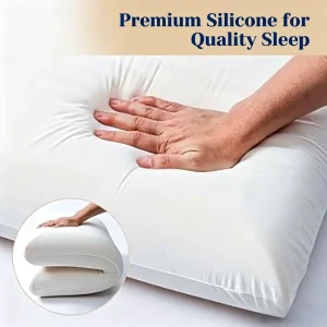 Modern Polyester Fabric Bed Pillow with Silicone Fiber Filling Cooling Portable Removable Cover & Washable Neck Support