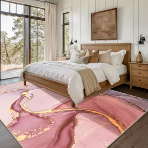 Modern Polyester Low Pile Rug Machine Washable Anti Skid TPR Backing Braided Tufted Custom Print Pet Friendly for Home Use