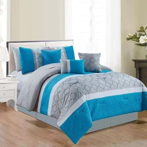 Modern Printed Microfiber 7 Piece Light Weight Microfiber Bed In A Bag Comforter Bedding Set Comforter Set With Fitted Sheet