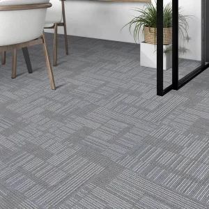 Modern Puzzle Hotel Balance Polypropylene Eco Friendly Black Square Interlocking Carpet Tile 50x50cm for Living Room Home