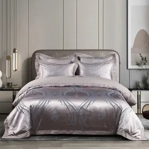 Modern Quality Wedding Bedding European Jacquard Quilt Cover Four Piece Set All Season Jacquard Bedding Set Purple