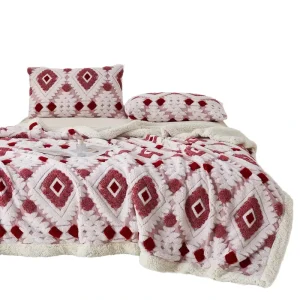 Modern Queen King Size Thick Warm Printed Eco Friendly Jacquard Throw Blanket Ultra Soft Cozy Plush Fleece All Season Breathable