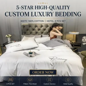 Modern Queen Size 100% Washable Cotton Bedding Set Super Soft Home Hotel Style Pure Cotton 300tc Bedding Set