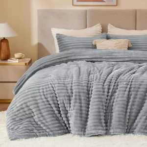 Modern Queen Size Fleece Surface Comforter Set Super Warm Soft Winter Thick Comforter with Polyester Filling Machine Washable