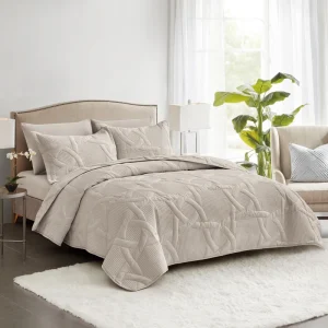 Modern Quilted All Season 6 Piece Bedspread Coverlet Set Ultrasonic Embossed Microfiber 100% Polyester Plain Dyed Bedding