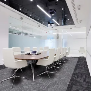 Modern Rectangle Commercial Carpet Tiles Cushioned Waterproof Antimicrobial PET Friendly PVC Backing for Office and Hotel Use