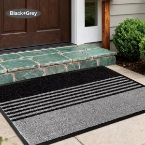 Modern Rectangle Doormat Three in One Cut Pile TPE Rubber Backing Cushioned Stain Resistant Home Door Mat