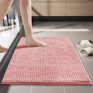 Modern Rectangle Soft Absorbent Anti Slip Waterproof Fluffy Thick Chenille Novelty Bath Mats Washable Home Hotel