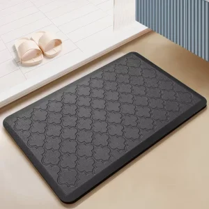 Modern Rectangular PVC Kitchen and Bath Mat with Anti Slip Rubber Backing Waterproof and Eco Friendly Washable