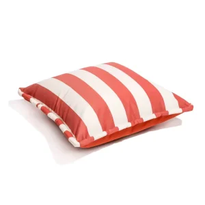 Modern Red and White Striped Outdoor Square Pillow Large Decorative Cushion for Poolside Lounge Chair