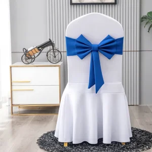 Modern Reusable Elastic Spandex Stretchy Bowknot Belt Bands Polyester Dining Chair Sash Wedding Party Banquet Hotel