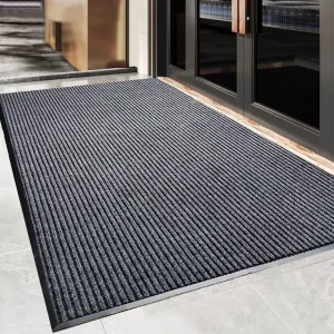 Modern Ribbed Polyester Striped Carpet Non Slip Custom Logo Medium Thickness Indoor Outdoor Household PVC Base Machine