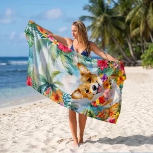 Modern Sea Turtle Cartoon Beach Towel Coconut Tree Printed Quick Dry Resort Swimming Bath
