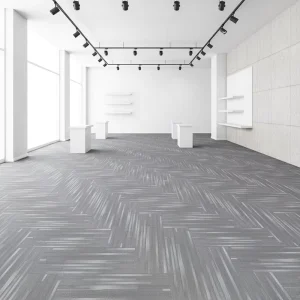 Modern Self-Adhesive Carpet Tiles PVC Backing Striped Loop Pile Plush Home Use Pet Friendly Stain Resistant Flooring