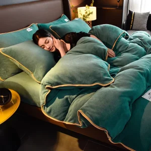 Modern Simple Solid Color Milk Velvet Polyester 4Pcs Duvet Cover Set Winter Thick Warm Luxury Home Textile Sheet Pillowcase