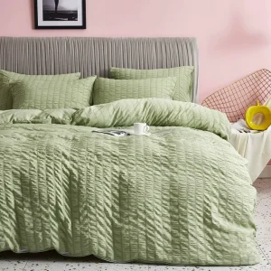 Modern Simple Style Solid Color King Size Comforter Cover Seersucker Duvet Cover Bedding Set