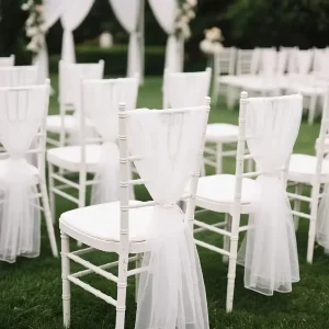 Modern Simple Tulle Chair Sashes Wedding Chair Back Drapery for Party Event Scene Decor