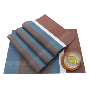 Modern Sleek Eco Friendly Durable PVC Woven Placemats with Hollow Insulated Coaster Function 30x45cm Kitchen Mats