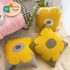 Modern Soft Acrylic Knitted Invisible Zipper Removable Washable Plush Sofa Home Decor Pillow Cover