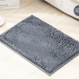 Modern Soft Woven Chenille Bath Mat Super Absorbent & Washable Antimicrobial Non-Slip Backing for Home & Hotel Use