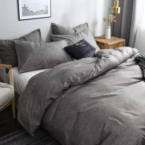 Modern Solid Color Duvet Cover Pillow Cases Set Comforter Bedding Set Luxury 3PC King Queen Size for Hotel Home Use