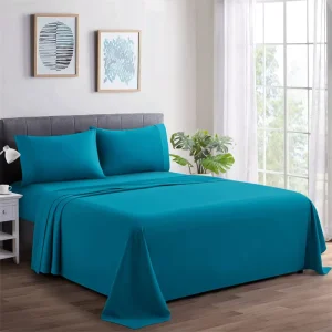 Modern Solid Color Eco-Friendly 4-Piece Bedding Set 1 Flat 1 Fitted Sheet 100% Cotton OEKO-TEX Certified 300TC European Style