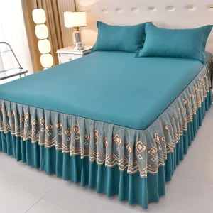 Modern Solid Color Polyester Therapy Fitted Bed Skirt Sheet Set for Hotel & Home Use