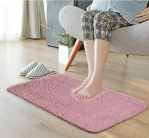 Modern Solid Color Shaggy Bathroom Mat High Density Long Pile Bath Rug Anti Slip Washable Microfiber Carpet for Home Washroom
