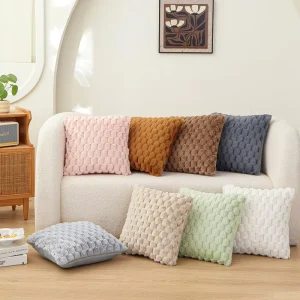 Modern Solid Color Throw Pillow with Turtle Shell Texture Pattern Soft Decorative Cushion for Bed and Living Room Pillow Cases