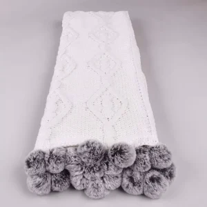 Modern Solid Colors Knitting Blanket Custom Designs White Gray Knitted Throw Blanket