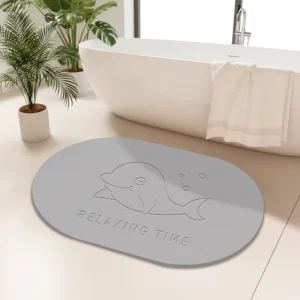 Modern Solid Sustainable Diatomite Bathroom Floor Mat Customizable PVC Backing Absorbent Quick Drying for Kitchen Rest Room