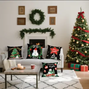 Modern Square Christmas Color Series Eco Friendly Home & Hotel Use Decorative Throw Cushion Cover 45*45CM Pillowcase