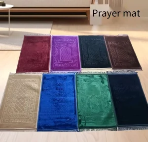 Modern Square Prayer Mat Non Slip Tassel Embossed Easy to Carry Polyester Floor Mat Machine Woven for Travel