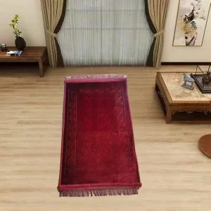 Modern Square Prayer Mat Non Slip Tassel Embossed Easy to Carry Polyester Floor Mat Machine Woven for Travel