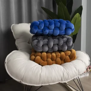 Modern Square Woven Chair Cushions Soft Velvet Throw Pillow for Sofa Back Plush Decorative Knot PP Cotton Embroidered Technique