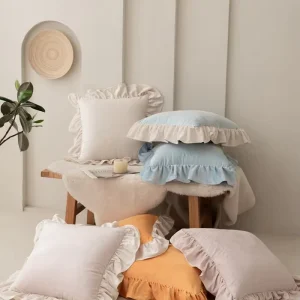 Modern Square Woven Throw Pillow in Solid Color Luxurious Dutch Velvet with Fringes Home Decor