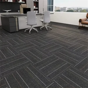 Modern Striped Loop Pile Square Carpet Stain Resistant Modular Flooring