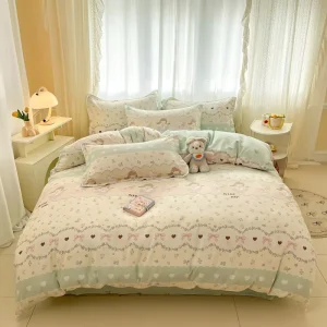 Modern Style 100% Cotton Bed Duvet Cover and Bedspread Comforter Set Printed Pattern Bedding