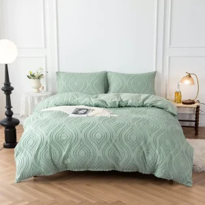 Modern Style Comforter Set Solid Color Textured Fabric Three Piece King Size 200TC All-season