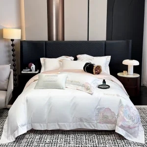 Modern Style Egyptian Therapy Embroidered 100% Cotton Bedding Comforter Set 200TC Thread Count Customizable Bed Sheet