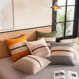Modern Style High End Luxury Eco Friendly Durable Polyester Portable Woven Striped Pattern Throw Pillow Back Cushion Decoration