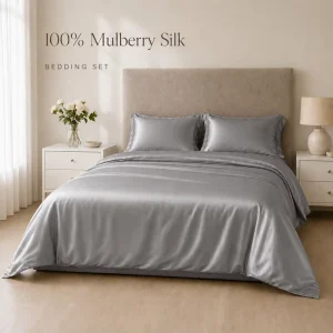 Modern Style Printed Oeko Tex 6A Grade Duvet 100% Pure Mulberry Silk Fitted Sheet Sham Pillowcases Bedding Sets