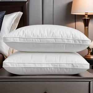 Modern Style Pure White Double Bed Neck Pillows Solid Pattern Goose Filled Anti Bacteria OEKO TEX Certified Customizable Factory