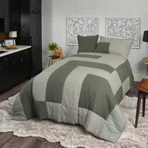 Modern Style Single Summer Cooling Eco Friendly Quilt 100% Linen Washed Solid Color Four Piece Bedding Set Home Use Customizable