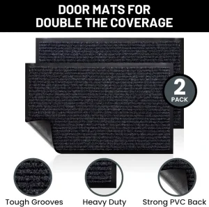 Modern Style Stripe Door Mat Reversible Washable Cushioned PVC Backing Indoor Outdoor Use Ribbed Front Polypropylene