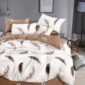 Modern Style Super Soft Feathered Floral Print Duvet Cover Set King Size Comforter Bedding for Home Use